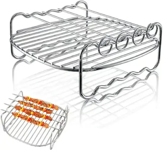 Airfryer-rist, 17 x 17 x 7 cm, airfryer-tilbehør, varmluftsfrityrtilbehør, rustfritt stål.