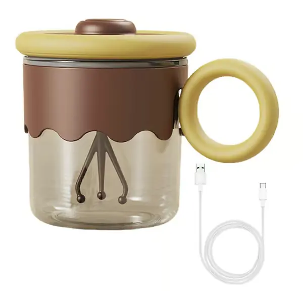 Selvrørende Kaffekopp Elektrisk Mikserkopp 400ml USB Oppladbar Automatisk Blandingsglass Tumbler med Lokk og Håndtak for Hjemmekontor Reise (FMY) C...