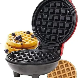 Mini Vaffeljern, Bærbar Elektrisk Rund Mini Maker Grill, Mini Vaffeljern Maskin for Individuelle Vafler, Paninis, Hash Browns, Andre på Farten