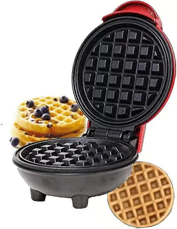 Mini Vaffeljern, Bærbar Elektrisk Rund Mini Maker Grill, Mini Vaffeljern Maskin for Individuelle Vafler, Paninis, Hash Browns, Andre på Farten