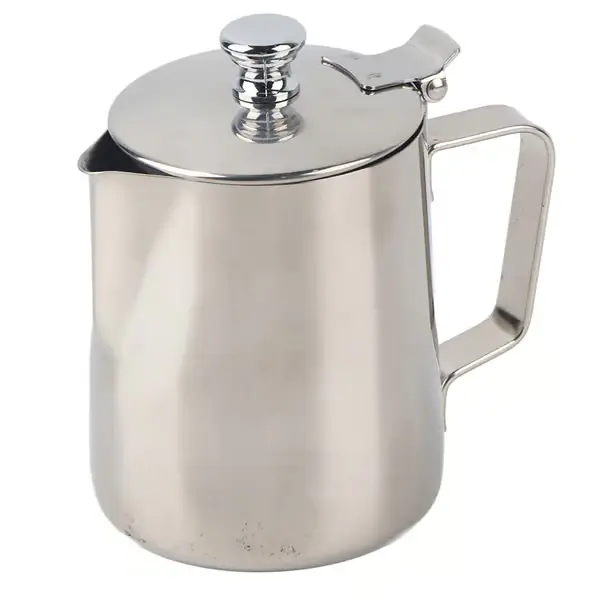 350 ml melkekanne i rustfritt stål for kaffe latte, med lokk