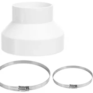 150 mm til 100 mm avløpsrørsadapter, rund røradapter med 2 klemmer i rustfritt stål, rørkobling for ventilasjonssystem, ventilasjonskanal