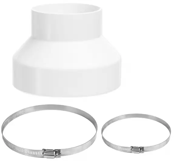 150 mm til 100 mm avløpsrørsadapter, rund røradapter med 2 klemmer i rustfritt stål, rørkobling for ventilasjonssystem, ventilasjonskanal