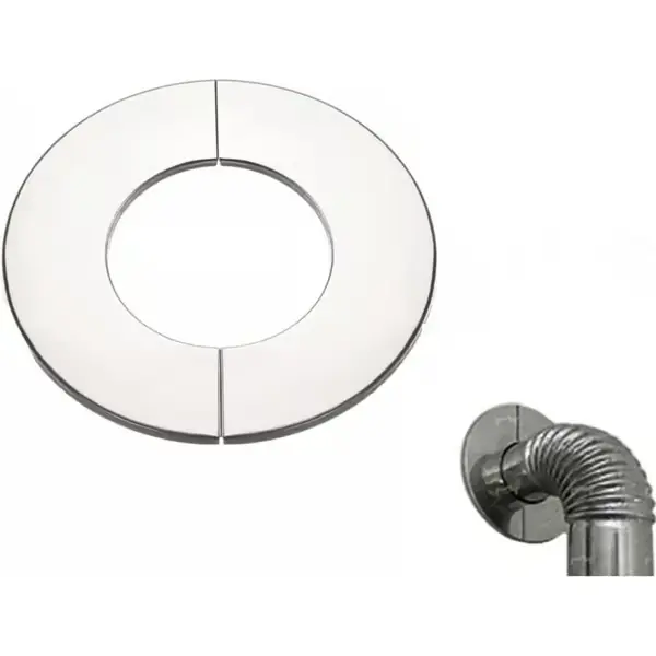 Røykrørrosett, dekkrosett i rustfritt stål, rørhylse, skorsteinshette, ovnsrosett, bunnplate (dekkrosett, DN 100 mm)