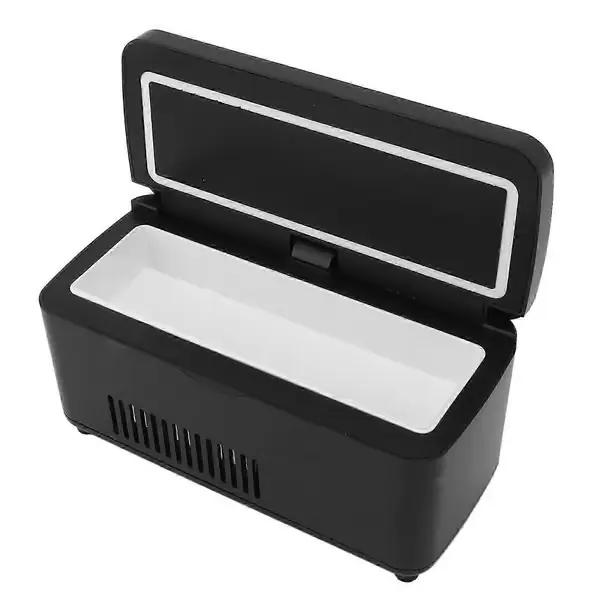 Bærbar insulinkjøler, USB-oppladbar, forseglet 100-240V, svart europeisk standardkontakt.