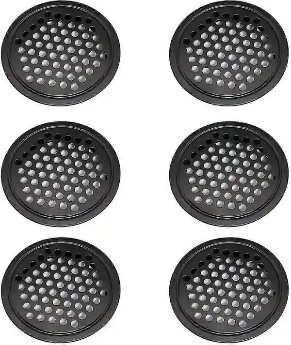 6 Stykker Ventilgitter i Rustfritt Stål, Skapventilgitter - 60 mm Rundt Ventilgitter Kan Brukes i Garasje, Baderom, Soverom