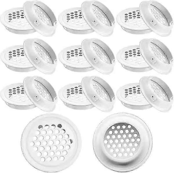 20 stk Hvite Ventilasjonsgitter, 35 mm Runde Luftventilasjonsgitter, Ventilasjonsgitter i Rustfritt Stål Runde Luftventilasjonsgitter Hvite Runde
