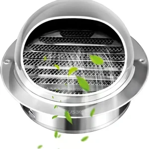 Rund ventilasjonsrist ø150 mm Kulerist Innebygd Veggrist Avtrekksrist med Klaff Rustfritt Stål Ventilasjonsrist Svært Værbestandig