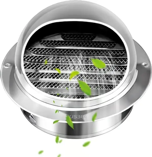 Rund ventilasjonsrist ø150 mm Kulerist Innebygd Veggrist Avtrekksrist med Klaff Rustfritt Stål Ventilasjonsrist Svært Værbestandig