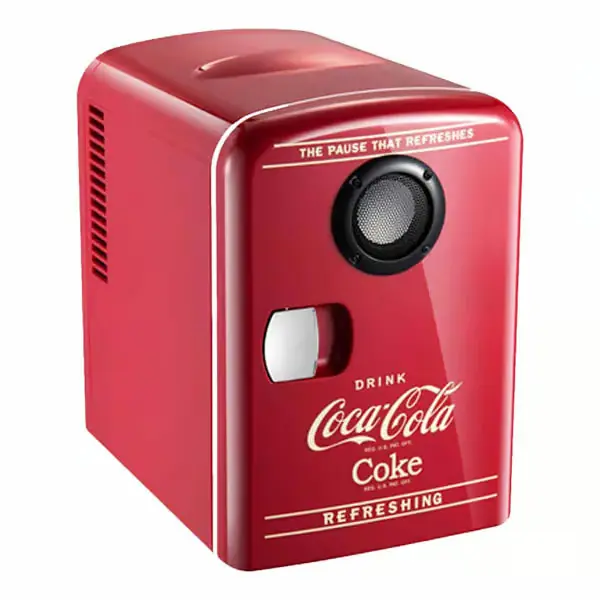 (SC)Coca-cola 12V Bærbar 4 Liter/6 Bokser Termoelektrisk Mini Kjøler/Varmer Med Bluetooth-høyttaler