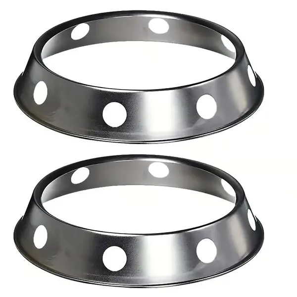2 STK Rustfritt Stål Wok Ring Metallisk Rund Bunn Wok Stativ 26,5x30 cm Universal Størrelse Tommer for