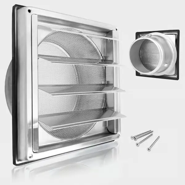 125 mm ventilasjonsrist, 304 rustfritt stål tilbakeslagsventil værbestandig rist, ventilasjon i rustfritt stål, for HRV-kanal