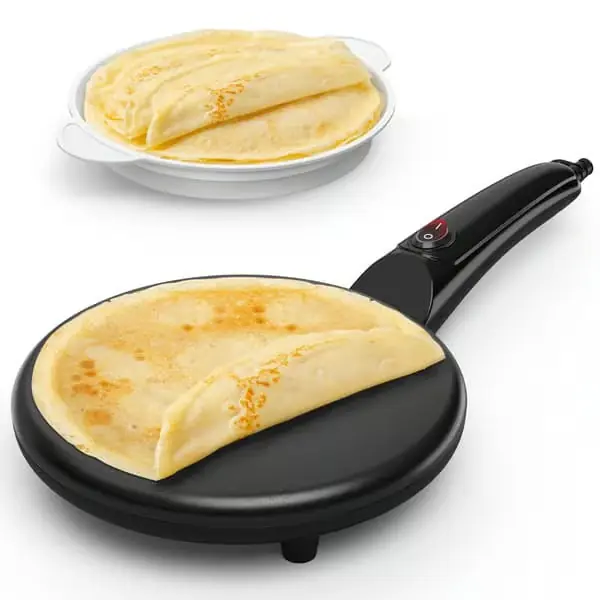 Elektrisk Crêpejern, Non-Stick Elektrisk Crêpejern, 700W Bærbar Roti Maker for Hjemmet, Kjølig Håndtak med Matskål, Enkel Rengjøring