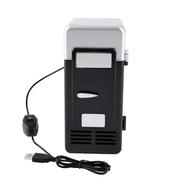 LED Mini USB Kjøleskap for Drikke og Drikkebokser - Svart Bærbar Kjøler og Varmer Black
