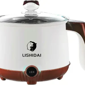 Elektrisk Gryte Mini Gryte Elektrisk Nuddelgryte Elektrisk Gryte Ramen Gryte Multifunksjonell Liten Non-stick Panne 1.8L (Hvit)