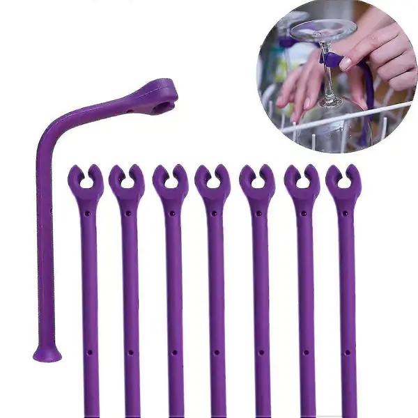 8 stk. silikon oppvaskmaskin feste, silikon stettglassbeskytter, fleksibel stettglassholder for oppvaskmaskin, vin