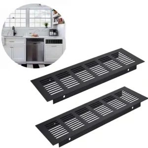 2-delt sett - Ventilasjonsgitter - Svart ventilasjonsgitter - Dekorativt ventilasjonsdeksel - Svart - 80*250mm