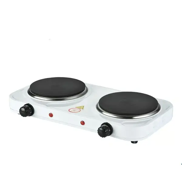 Elektrisk dobbel kokeplate med kontroll 1000W & 1500W plater / 5 temperaturinnstillinger / Bærbar, ideell for matlaging på reise, 2500 W