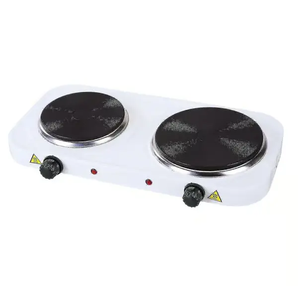 Dobbel kokeplate med 5 temperaturinnstillinger, 2500w - Hvit