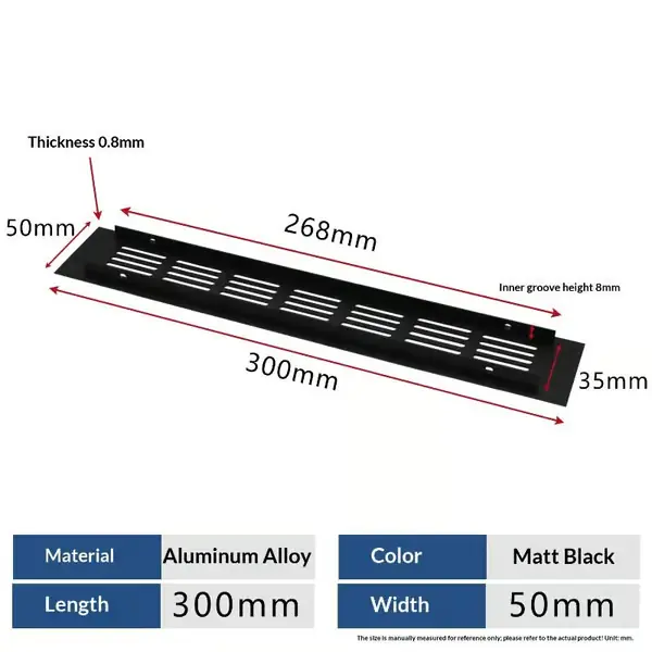 1 stk. husholdningsventilrist veggventilasjonsskap 50x300mm Black