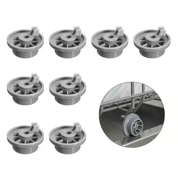 8-paknings erstatningshjul for nedre kurv i oppvaskmaskin 165314 Passer for Bosch Kenmore & Neff Siemens oppvaskmaskiner