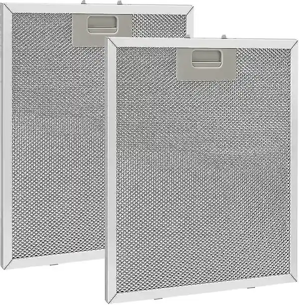 2 stk. metallfettfilter for kjøkkenvifte 320x260mm, nettingfilter kjøkkenvifte tilbehør for kjøkkenhetter sølv