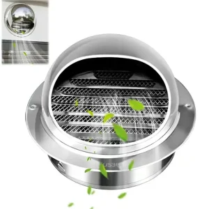 Sfærisk grill Ø 190 mm - Halvsirkelformet avtrekkshette - Sirkulært lukegrilldeksel - Ventilasjonshette - Innebygde klips - Grovmasket