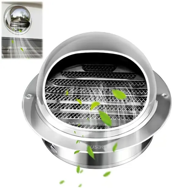 Sfærisk grill Ø 190 mm - Halvsirkelformet avtrekkshette - Sirkulært lukegrilldeksel - Ventilasjonshette - Innebygde klips - Grovmasket