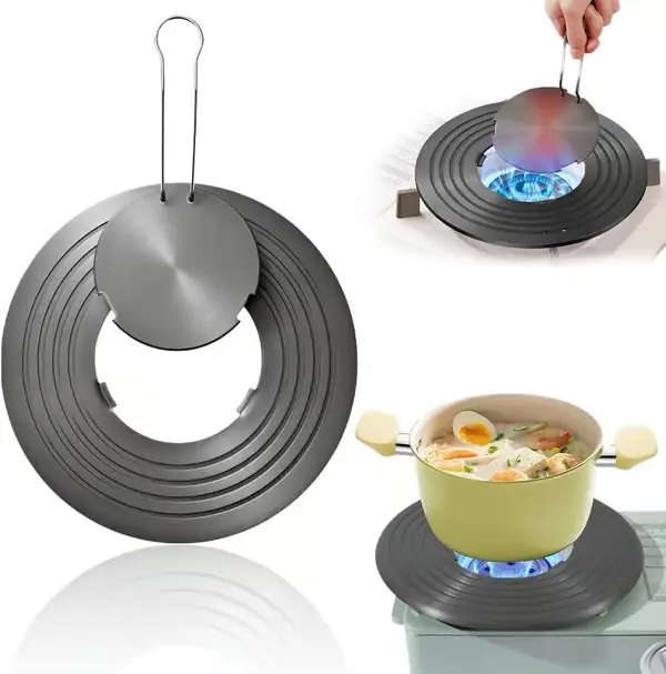 26 cm - Varmediffusorbrett for gasskomfyr - Sklisikker varmeavledningsplate - Varmefordeler - 2-i-1-diffusorplate - Avtakbar ringplate