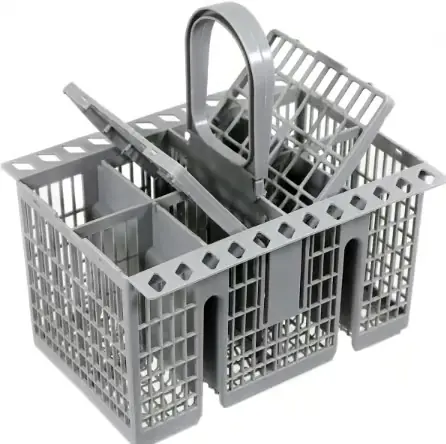 Universell oppvaskmaskin bestikkurv med avtakbart håndtak sammenleggbare dører for Hotpoint og standardmodeller grå 21 x 16 x 22,5 cm