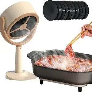 Bærbar skrivebordsvifte med 12 aktiverte karbonfiltre, mini bærbar komfyrvifte, egnet for innendørs grilling og kontroll av matos