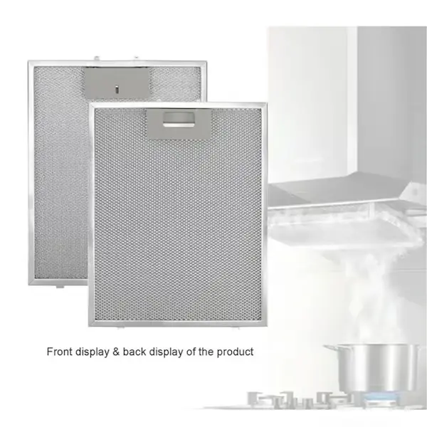 2-pakke ventilatorfilter W10169961A, aluminium og aktivert karbon, for Whirlpool Ikea Jenn Air, sølv 300x250mm