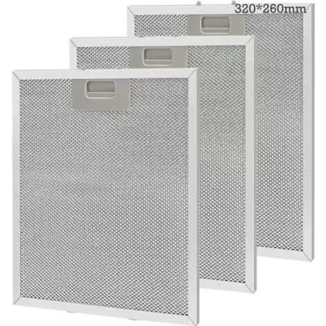 Sett med 3 metallfettfiltre 320 x 260 mm - aluminium - fettbestandig - vaskbart, netting, tilbehør til kjøkkenvifter (FMY)