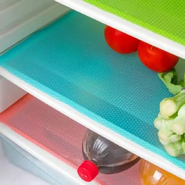 Kjøleskapsinnlegg for hyller, lett å rengjøre sølebeskyttelse kjøleskapsmatte sett, vaskbar sklisikker BPA-fri matkvalitets EVA materiale vanntett ...