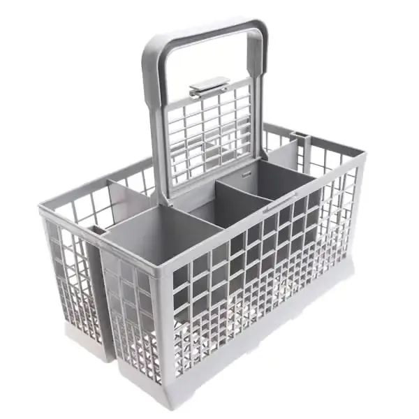 Universell oppvaskmaskin bestikkurv plast avtakbart håndtak delte rom for oppvaskmaskiner i full størrelse grå 240 x 140 x 240 mm