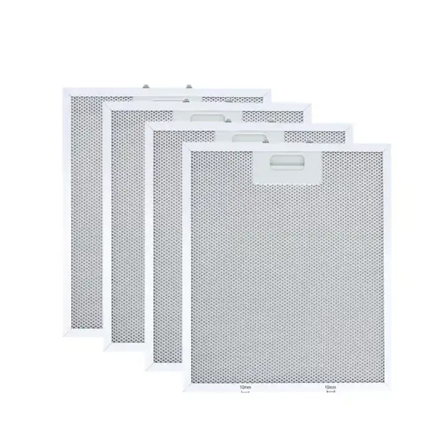 4-paknings filter for kjøkkenvifte kompatibelt med Whirlpool, Ikea, Jenn Air W10169961A, aluminium og aktivt kull