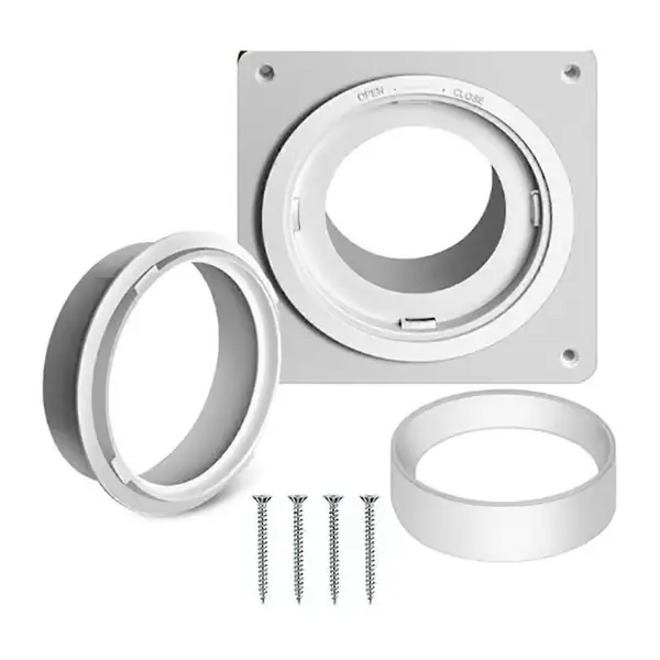 Tørketrommelventil Veggplate med Slange (4 tommer 8 fot), Twist Lock Tørketrommelventil Koblingssett, 4 tommer Tørketrommelkanal Koblingsflens A Wh...