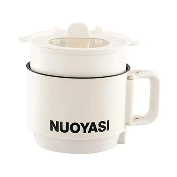Liten elektrisk kasserolle med non-stick belegg, bærbar, høy/lav/av-innstillinger, 1,8L White