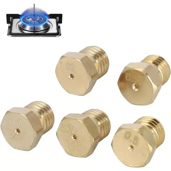 5 universelle gassdyser i messing M6x0.75 for komfyr og camping, ombyggingssett for butan propan