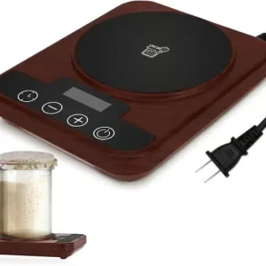Surdeigsstartervarmer med presis temperaturkontroll og timer for hjemmebakere, varmematte for 24–40 oz glass, brun Red
