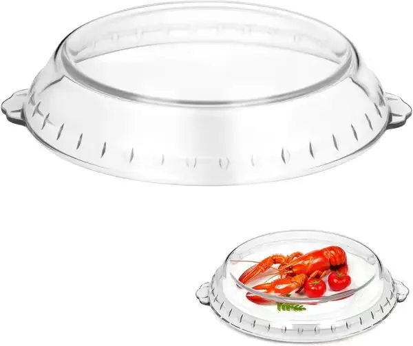 Glass mikrobølgeovnsdeksel Varmebestandig sprutbeskyttelse for oppvarming og damping av tallerkener og skåler Transparent 28 cm