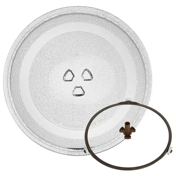Glass platespillerplate erstatning 24,5 cm, rund mikrobølgeovn roterende brett, gjennomsiktig, universell