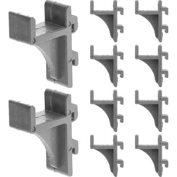 10-pakning med hylleklips for kjøleskap og fryser - Plaststøtteklips med klemme for frysehyller Grey 3.20X2.50X1.30CM