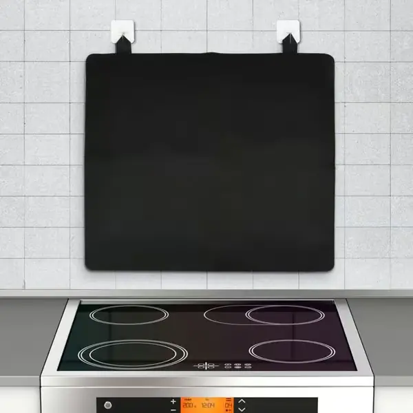 Induksjonsplatetoppbeskytter, Induksjonsplatematte 61,5x53cm Sprutsikker Platetopptrekk med 2 Kroker