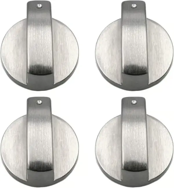 Pxcl Sett Med 4 Sølv Metallknotter For Gasskomfyr, Ovn Eller Platetopp - Festehull Diameter 6 Mm