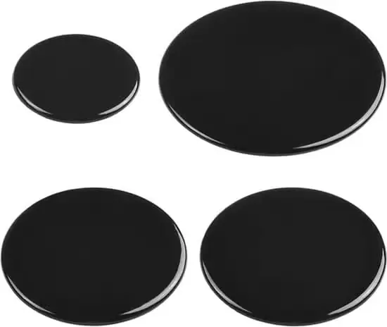 4-delt universelt gassbrenner-sett - 55 mm, 75 mm, 100 mm flate brennerlokk for gassplatetopp-tilbehør