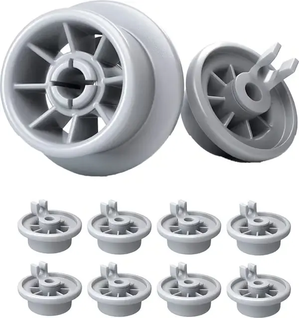 Oppvaskmaskinhjul, 8-pakning plast erstatningshjul for Bosch Siemens Neff 165314 nedre kurver, grå