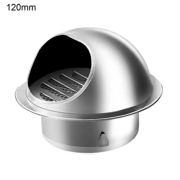 50-200 mm rustfri veggventil med fast spenne, regntett, polert, fortykket gitterventilasjonstrekk for utendørs bruk - L 120mm
