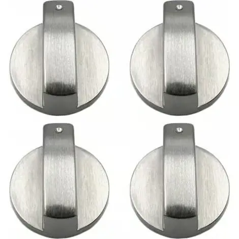Sett med 4 gasskomfyrknotter i sinklegering – 6 mm diameter – Slitasjebestandige – Moderne kjøkkendesign