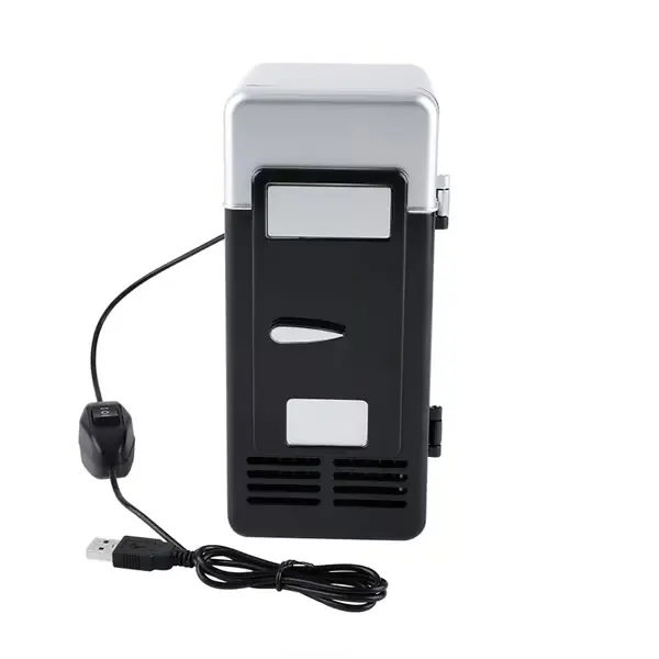 LED Mini USB-kjøleskap for drikkebokser, kjøler og varmer, svart